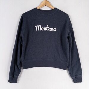 Champion Sweatshirt Womens XS Dark Blue 3D Montana Script Pullover Casual